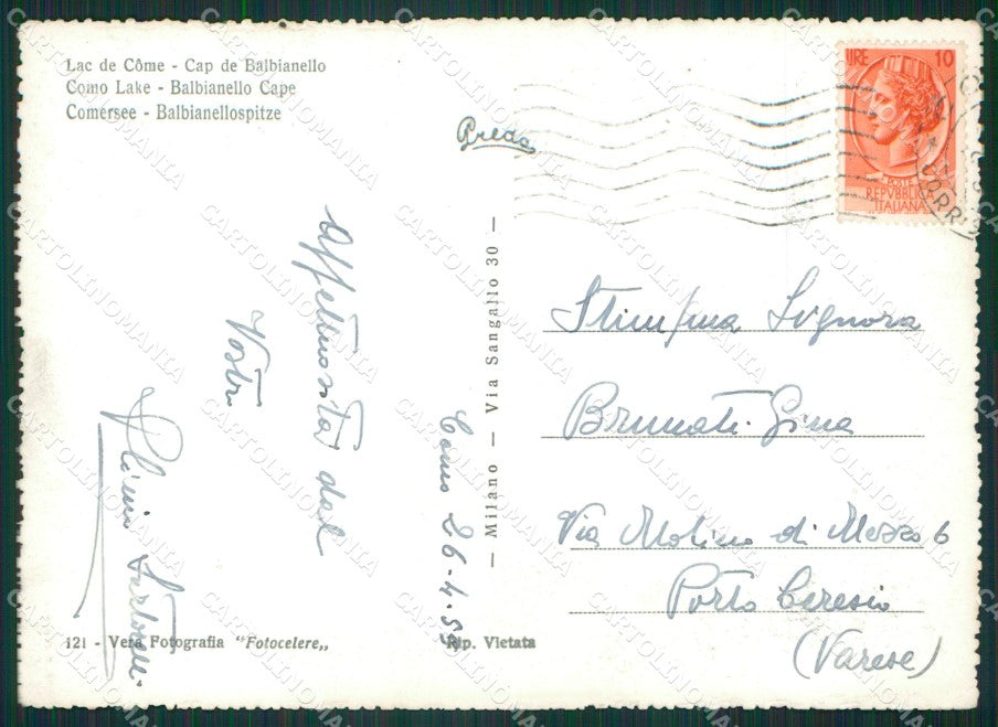 Como Punta Balbianello lago di Como Barche PIEGHINE Foto FG cartolina KB3715 – retro