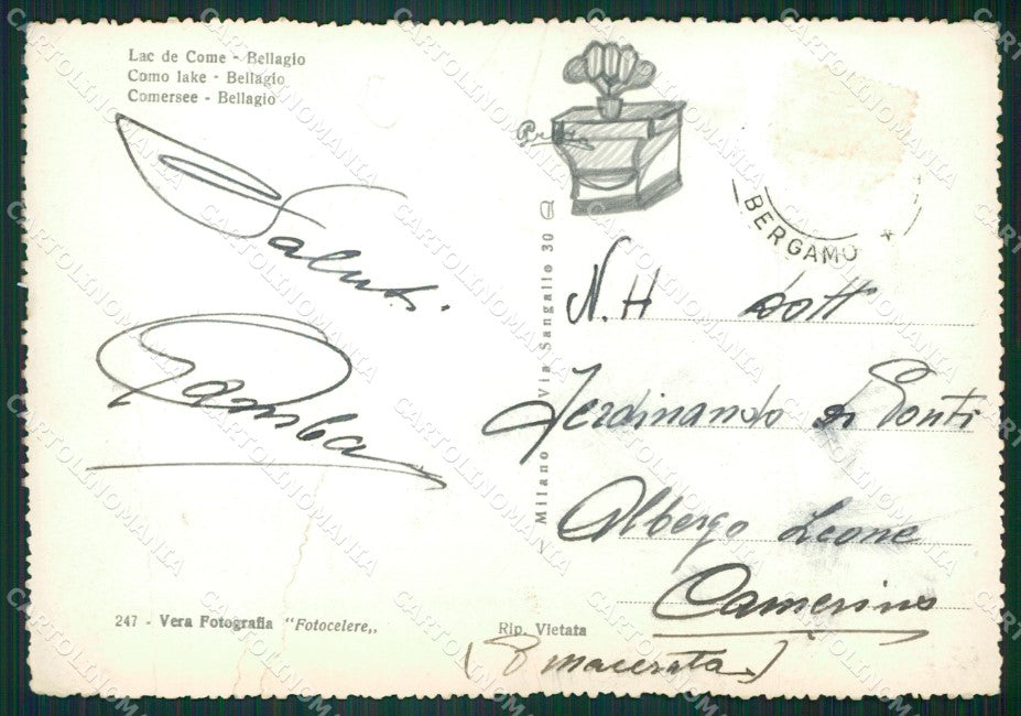 Como Bellagio lago di Como PIEGHE Foto FG cartolina KB3723 – retro
