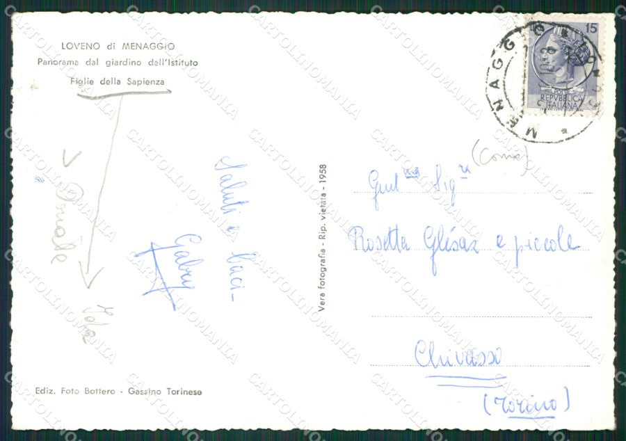 Como Menaggio Loveno di Lago di Como Foto FG cartolina KB3727 – retro