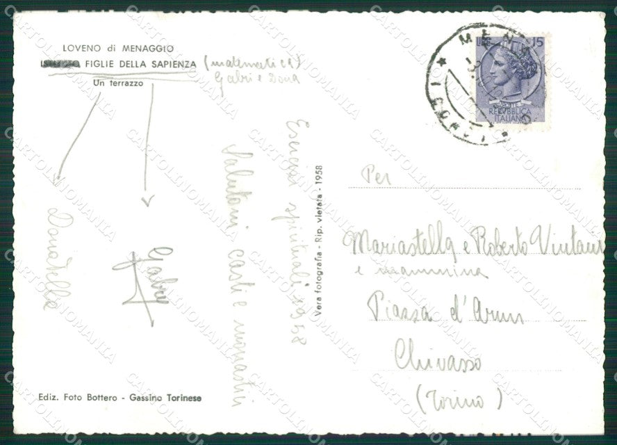 Como Menaggio Loveno di Foto FG cartolina KB3739 – retro
