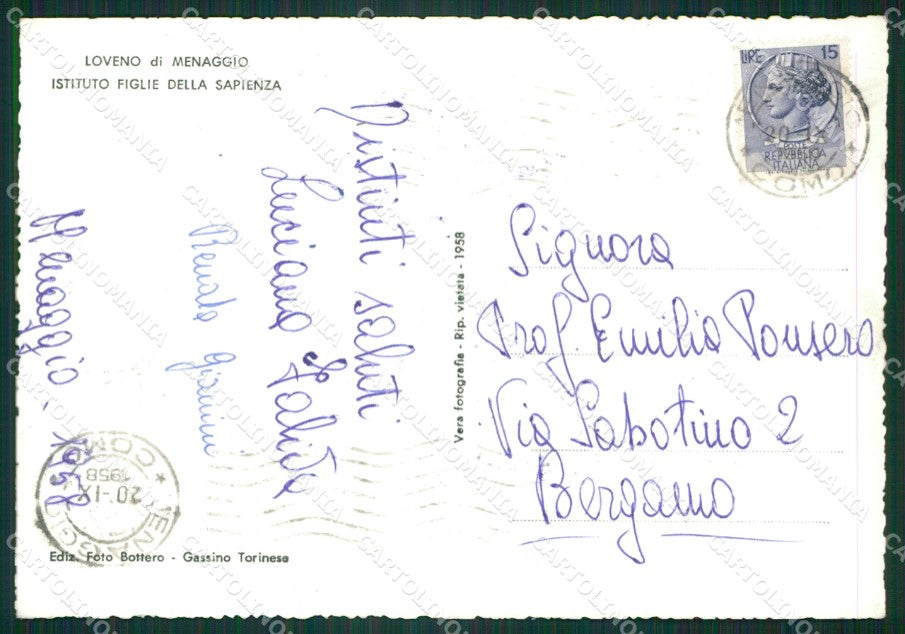 Como Menaggio Loveno di Foto FG cartolina KB3740 – retro