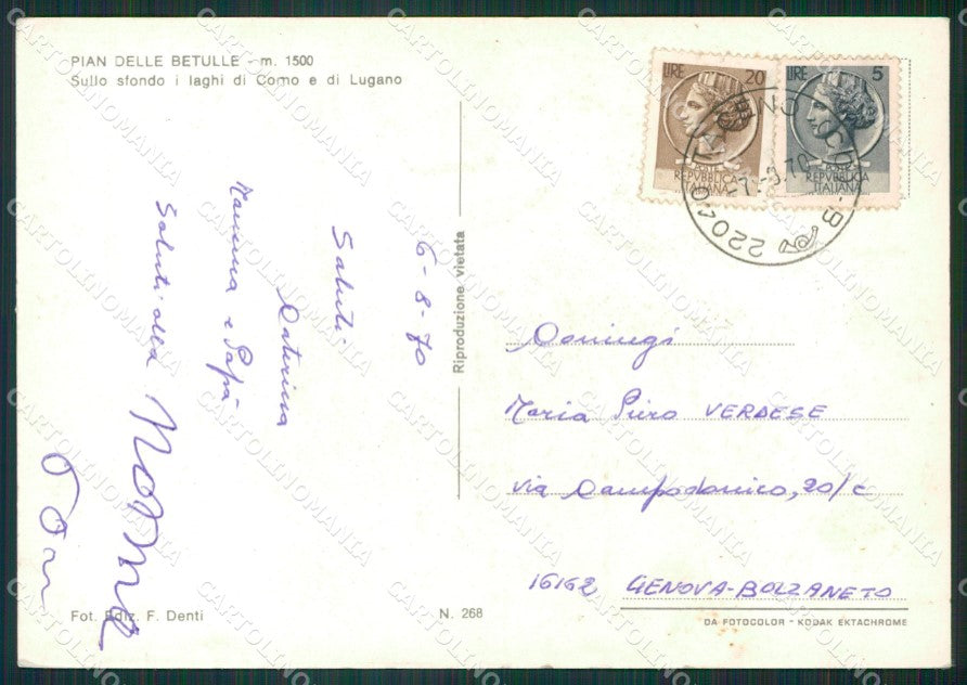 Lecco Margno Pian delle Betulle Lago Como Lugano PIEGA Foto FG cartolina KB3771 – retro