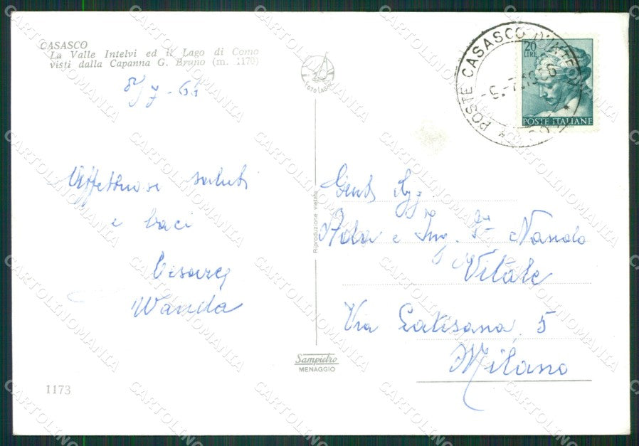 Como Casasco d'Intelvi Lago di Como Foto FG cartolina KB3778 – retro
