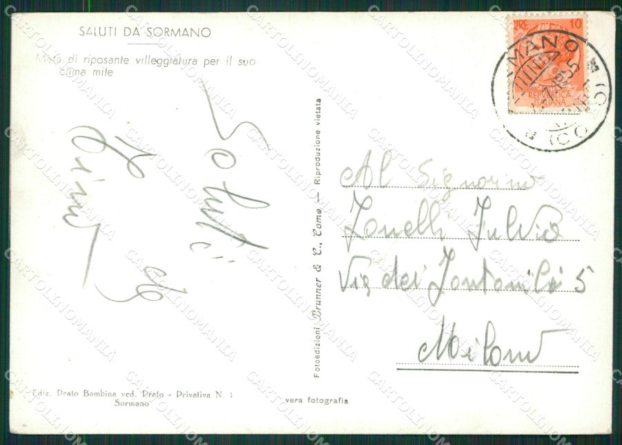 Como Sormano Caglio Foto FG cartolina KB3784 – retro
