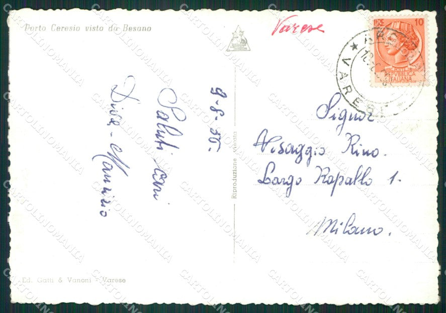 Varese Porto Ceresio Lago di Lugano Foto FG cartolina KB3792 – retro