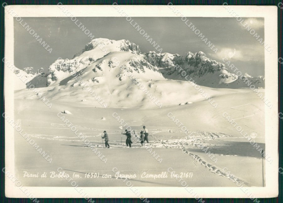 Lecco Piani di Bobbio Campelli Nevicata Sci PIEGHINA Foto FG cartolina KB3801 – fronte