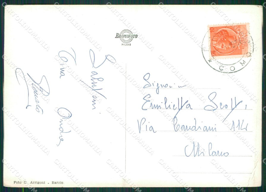 Lecco Piani di Bobbio Campelli Nevicata Sci PIEGHINA Foto FG cartolina KB3801 – retro