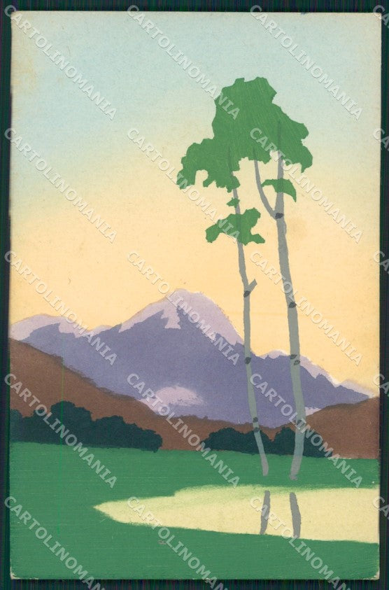 Torino ? Alpi Art Deco Dipinta a mano cartolina KB3823 – fronte