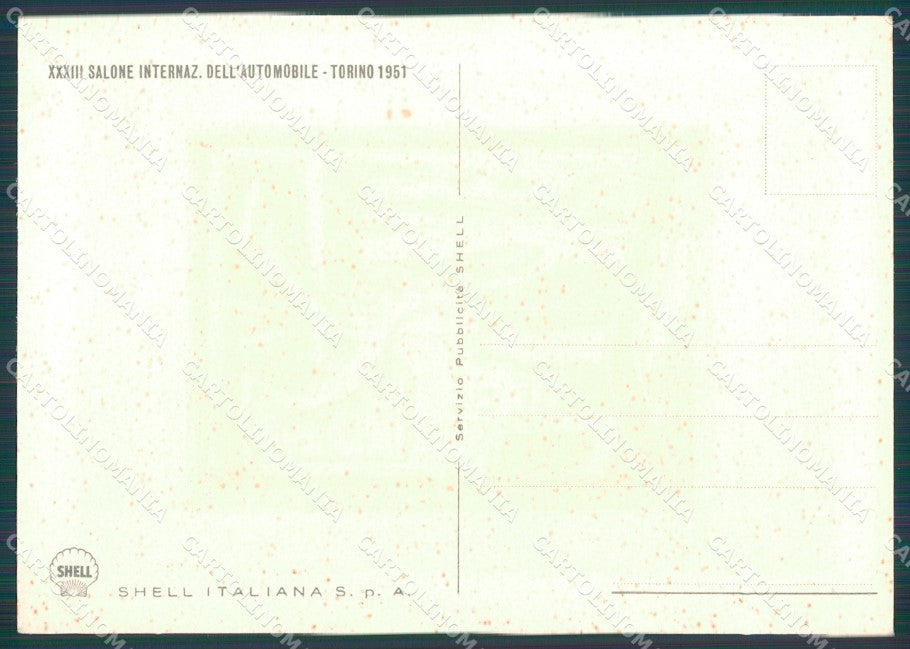 Torino Città Salone Automobile 1951 Pubblicitaria Shell FG cartolina KB3828 – retro