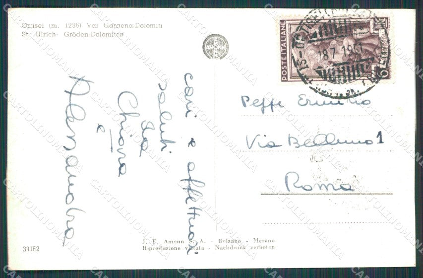 Bolzano Ortisei Foto cartolina KB3861 – retro