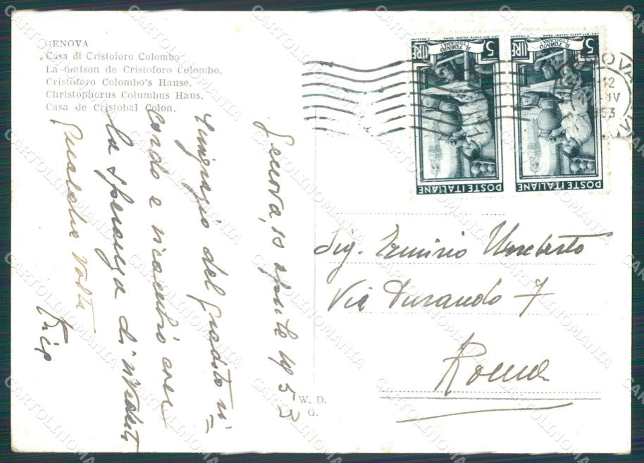 Genova Città Cristoforo Colombo MACCHIA FG cartolina KB3883 – retro
