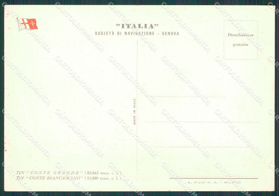 Genova Italia Navigazione Conte Grande FG cartolina KB3890 – retro