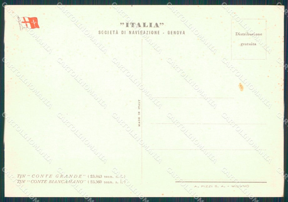 Genova Italia Navigazione Conte Grande FG cartolina KB3891 – retro