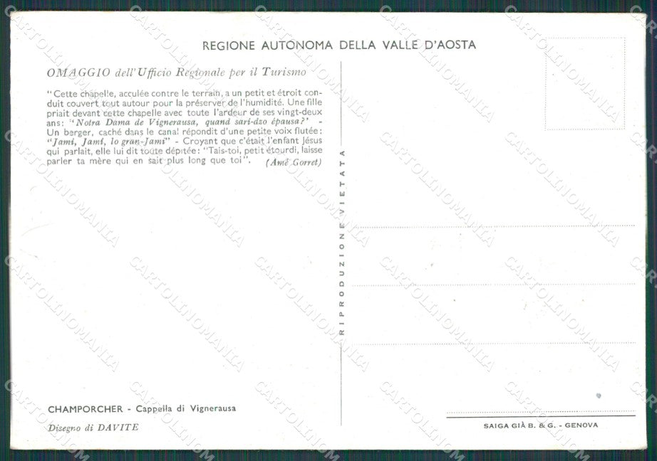Aosta Champorcher Davite FG cartolina KB3898 – retro