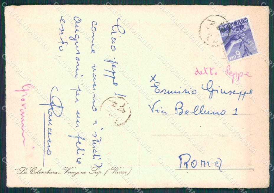 Varese Venegono Superiore La Colombara FG cartolina KB3906 – retro