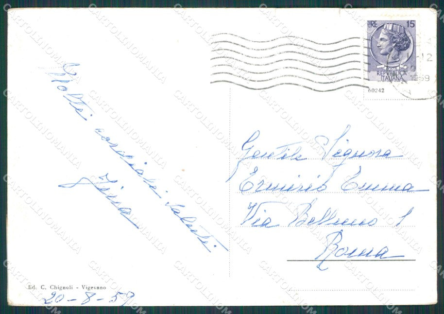 Pavia Garlasco PIEGATA ABRASA FG cartolina KB3927 – retro