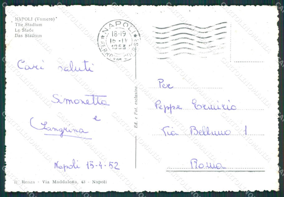 Napoli Città Stadio PIEGHE FG cartolina KB3928 – retro