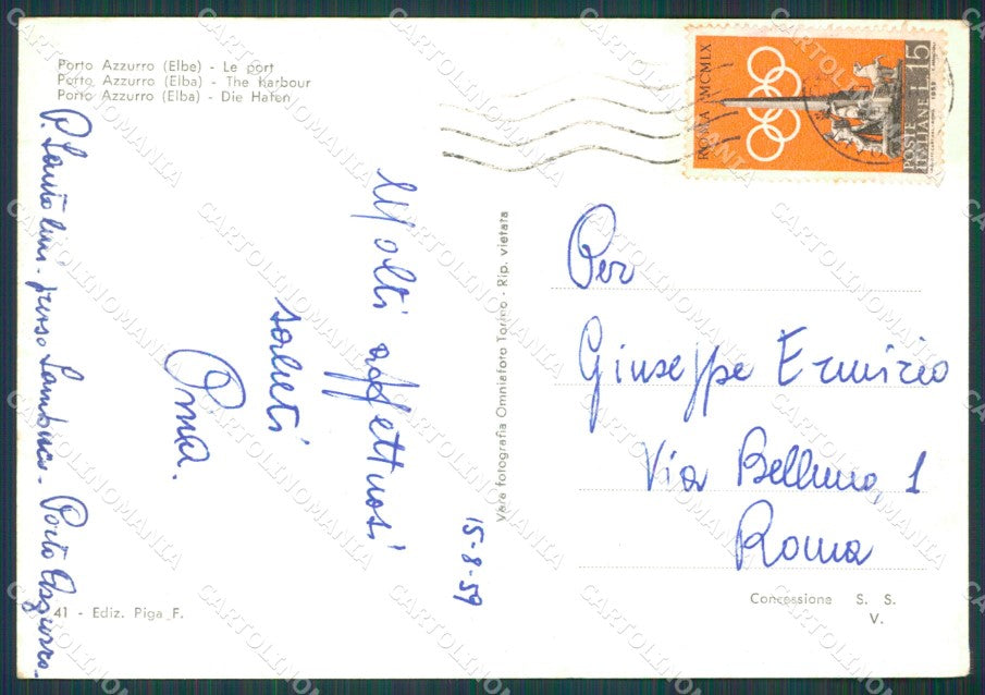 Livorno Porto Azzurro Elba Barche Foto FG cartolina KB3945 – retro