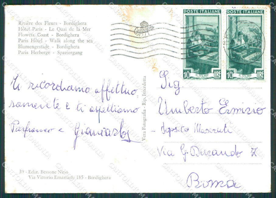 Imperia Bordighera PIEGHINE Foto FG cartolina KB3997 – retro