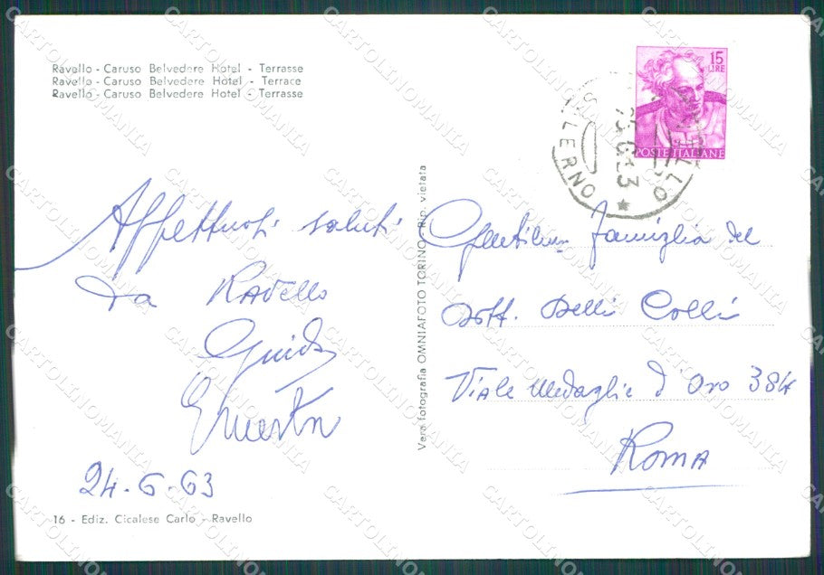 Salerno Ravello Foto FG cartolina KB4069 – retro