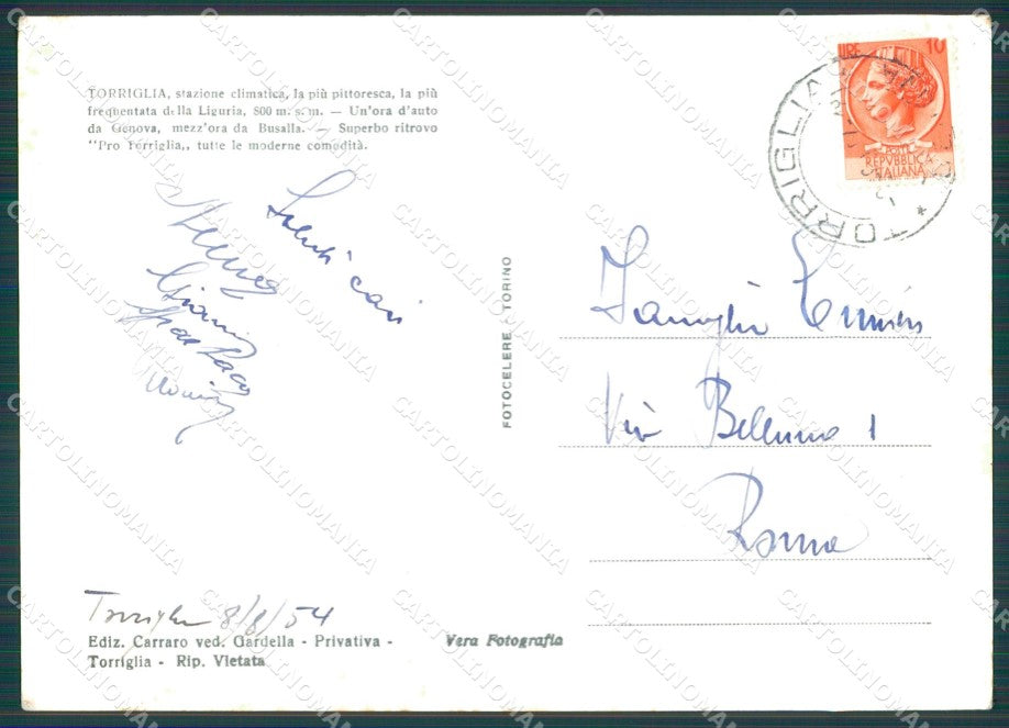 Genova Torriglia Foto FG cartolina KB4086 – retro