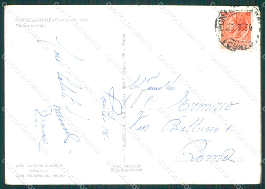 Cuneo Pontechianale PIEGHINA Foto FG cartolina KB4115 – retro