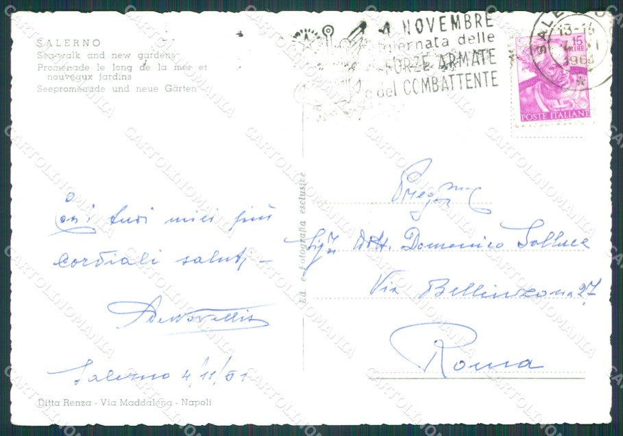 Salerno Città PIEGHE Foto FG cartolina KB4182 – retro