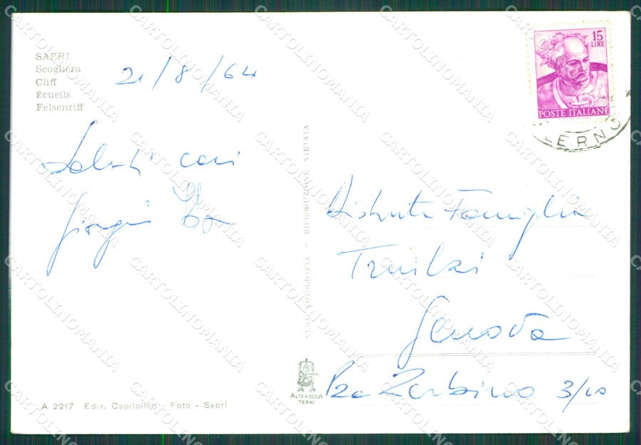 Salerno Sapri PIEGHINA Foto FG cartolina KB4242 – retro
