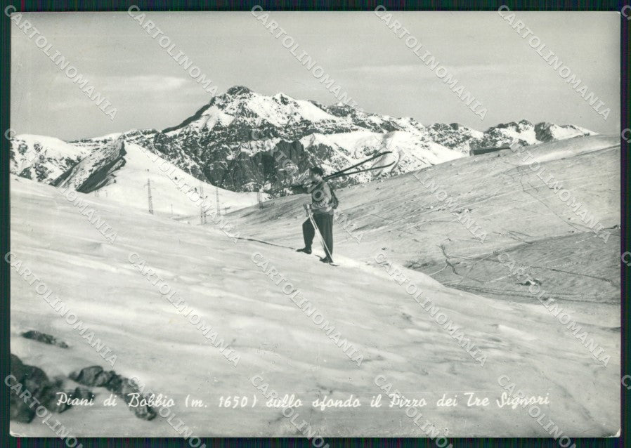 Lecco Barzio Pian di Bobbio Nevicata Sci Foto FG cartolina KB4286 – fronte