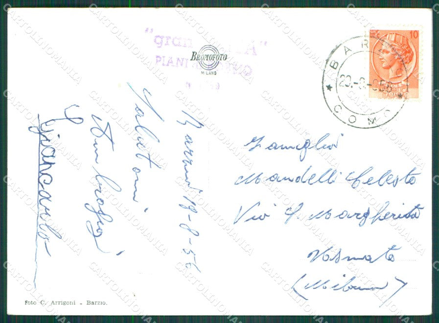 Lecco Barzio Pian di Bobbio Nevicata Sci Foto FG cartolina KB4286 – retro