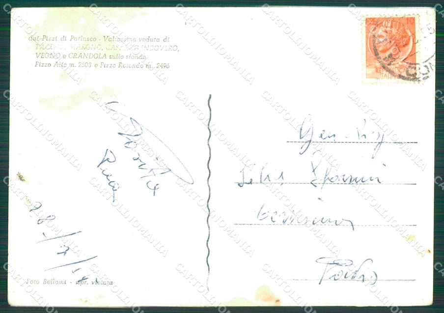 Lecco Taceno Pizzi di Parlasco COLLA Foto FG cartolina KB4289 – retro
