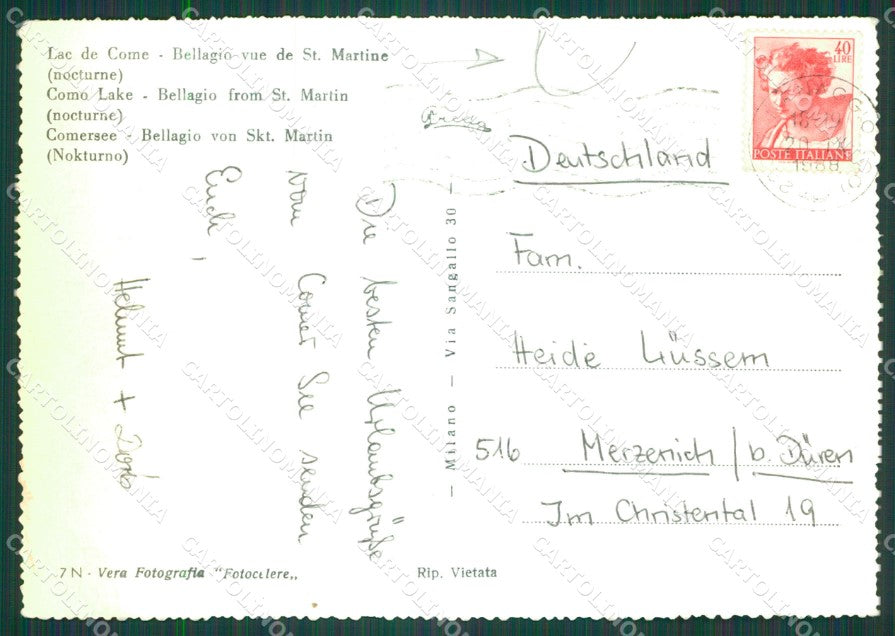 Como Bellagio San Martino Lago di Como STAPPO Foto FG cartolina KB4310 – retro