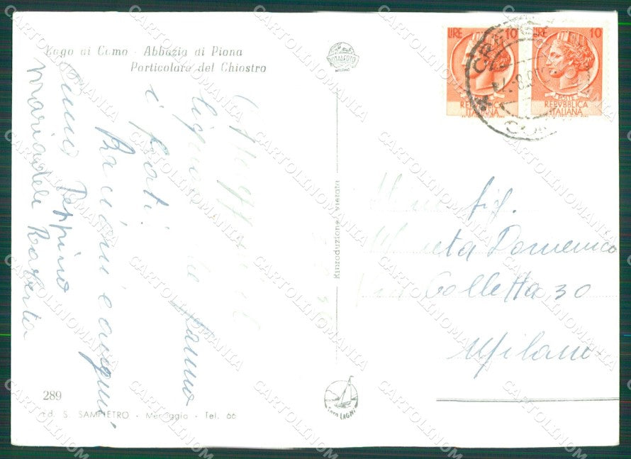 Lecco Colico Piona Abbazia di Foto FG cartolina KB4349 – retro