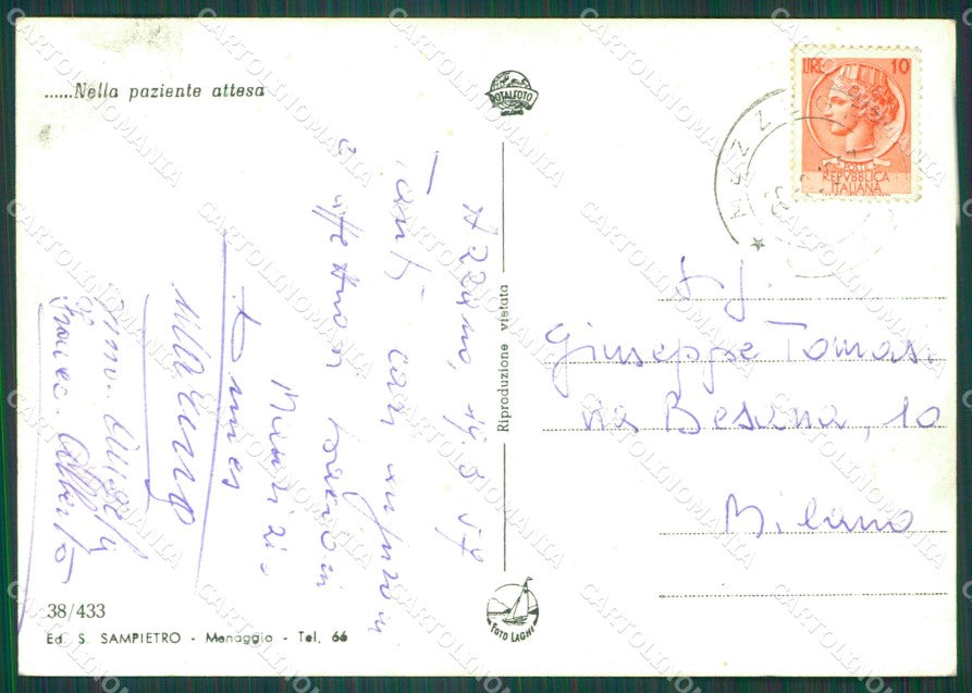 Como Menaggio Lago di Como Barca Foto FG cartolina KB4379 – retro