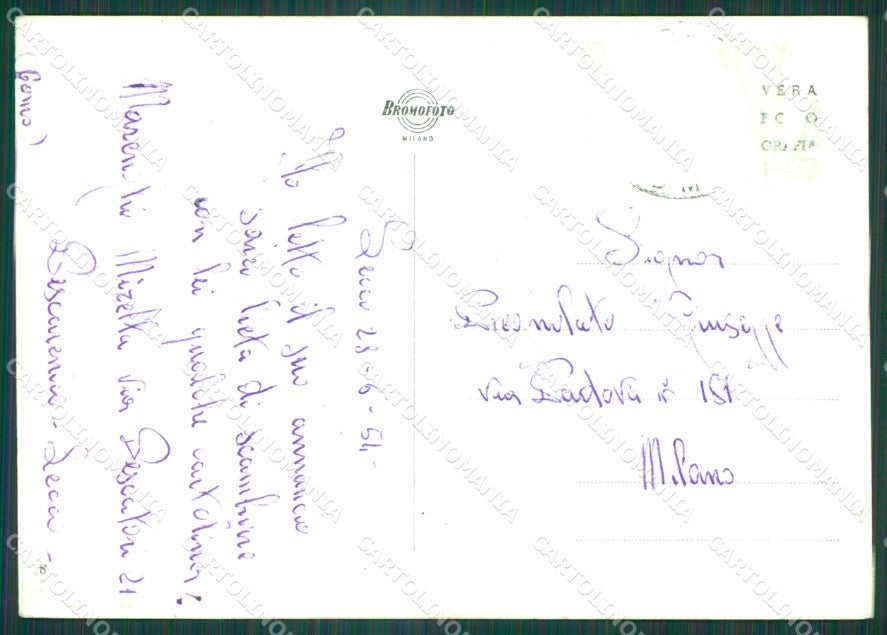 Lecco Città Lago di Como PIEGA Foto FG cartolina KB4389 – retro