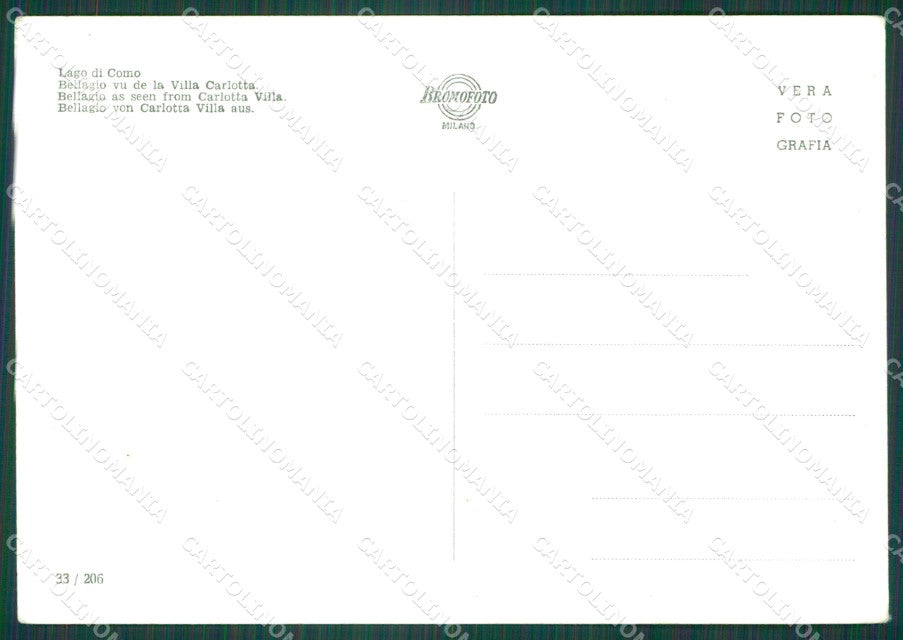 Como Bellagio Villa Carlotta Lago di Como Foto FG cartolina KB4391 – retro