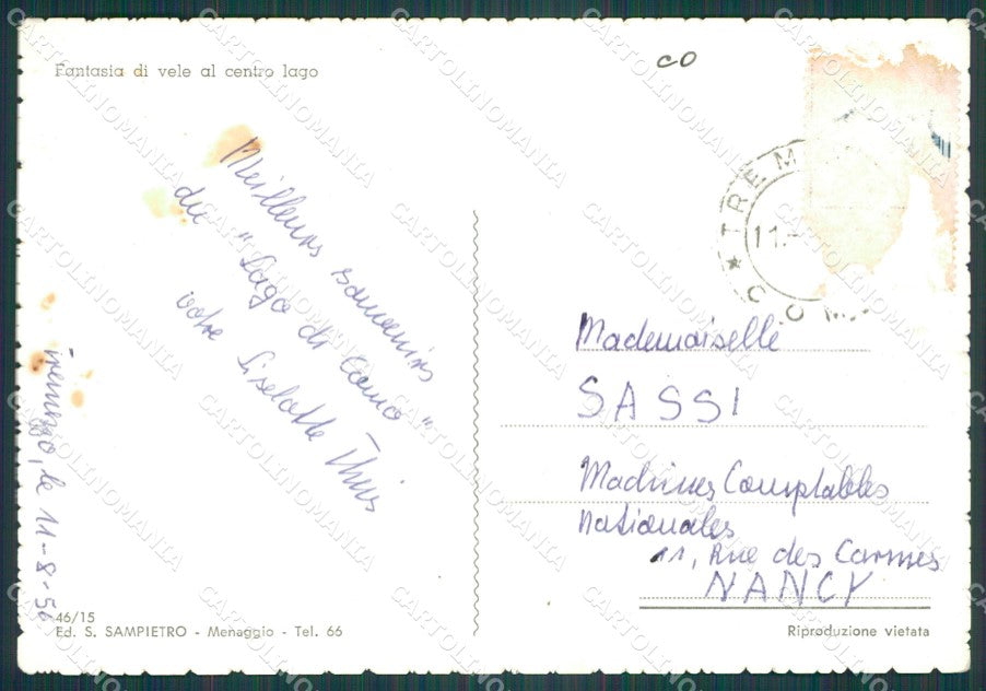 Como Lago di PIEGA COLLA Foto FG cartolina KB4393 – retro