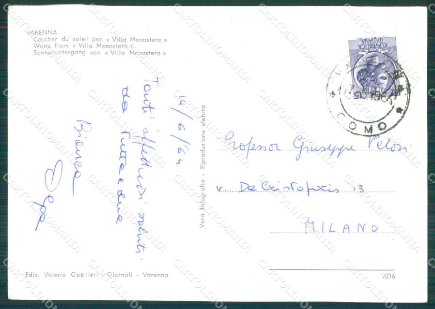 Lecco Varenna Foto FG cartolina KB4402 – retro