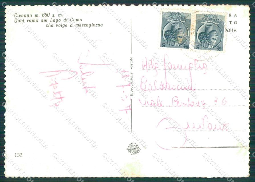 Como Civenna Lago di Como Foto FG cartolina KB4452 – retro