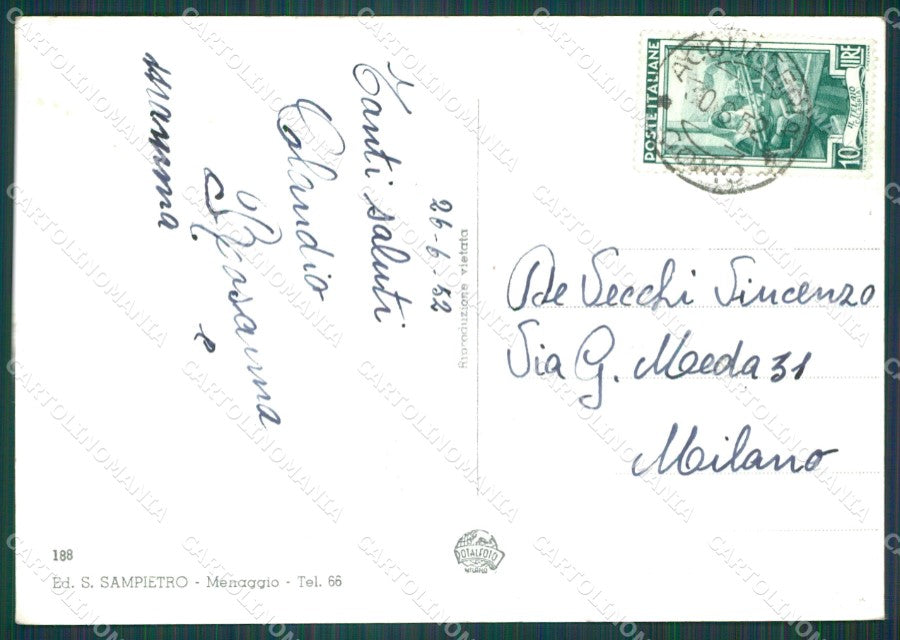 Como Lago di PIEGA Foto FG cartolina KB4476 – retro
