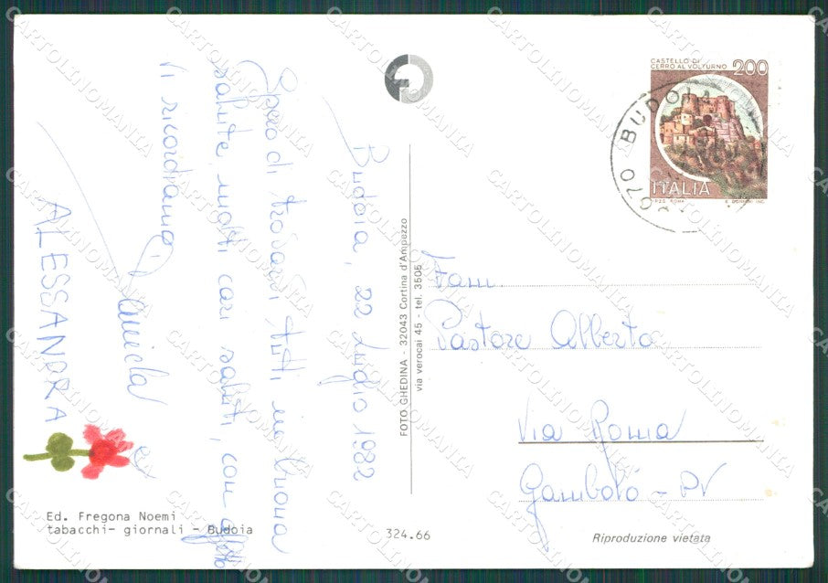 Pordenone Budoia Saluti da Foto FG cartolina KB4482 – retro