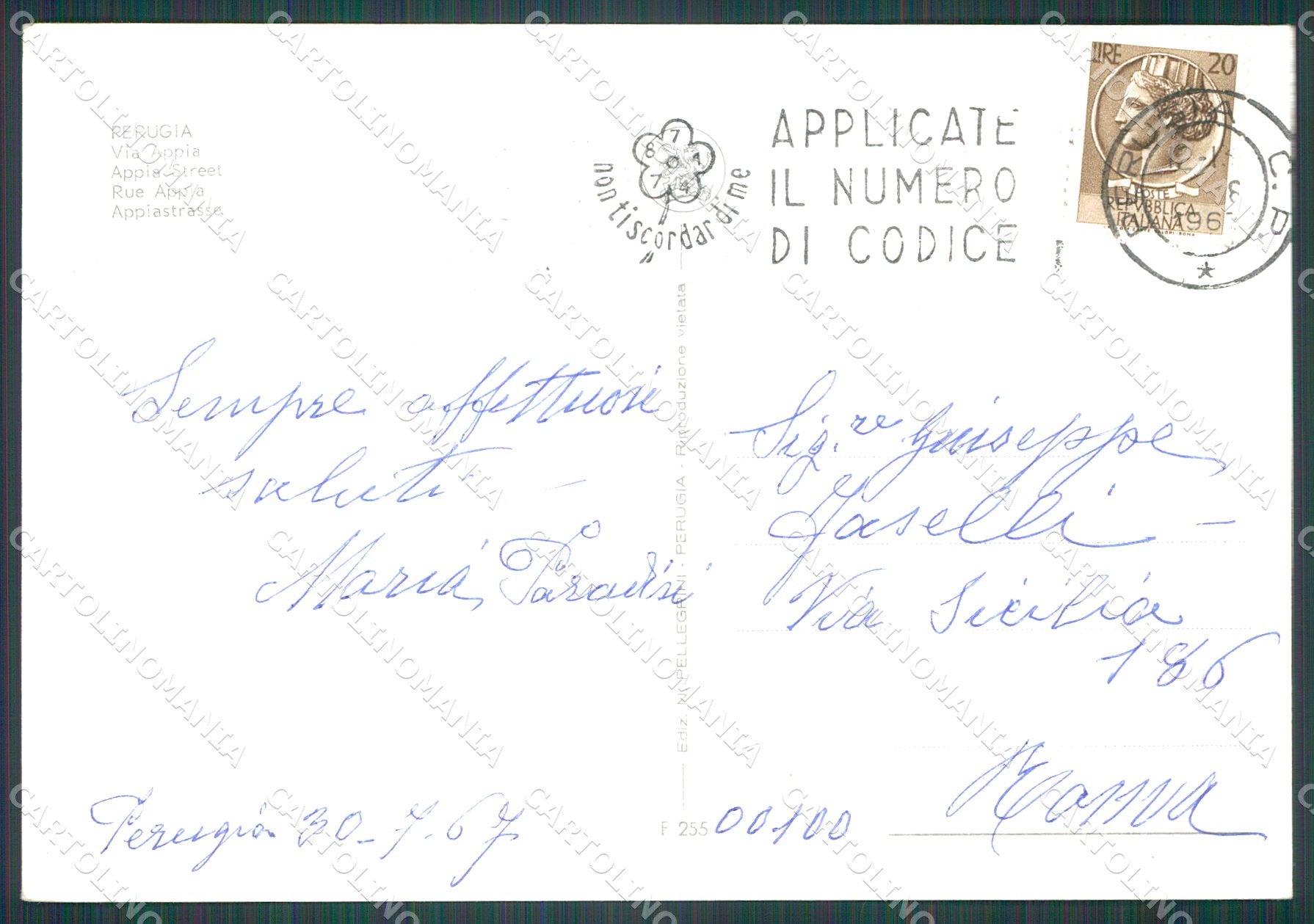 Perugia Città Via Appia PIEGHINA FG Foto cartolina KB4555 – retro