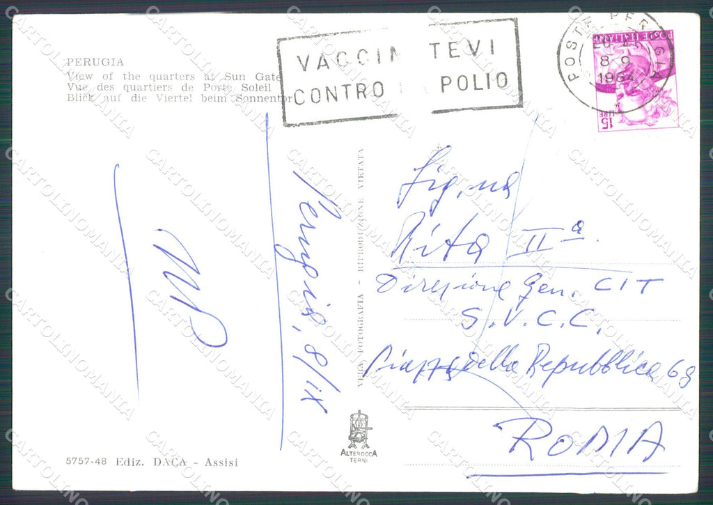 Perugia Città Porta Sole FG Foto cartolina KB4571 – retro