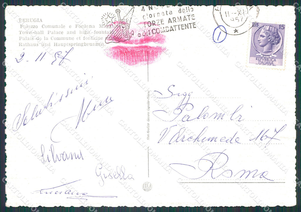 Perugia Città Comune FG cartolina KB4600 – retro