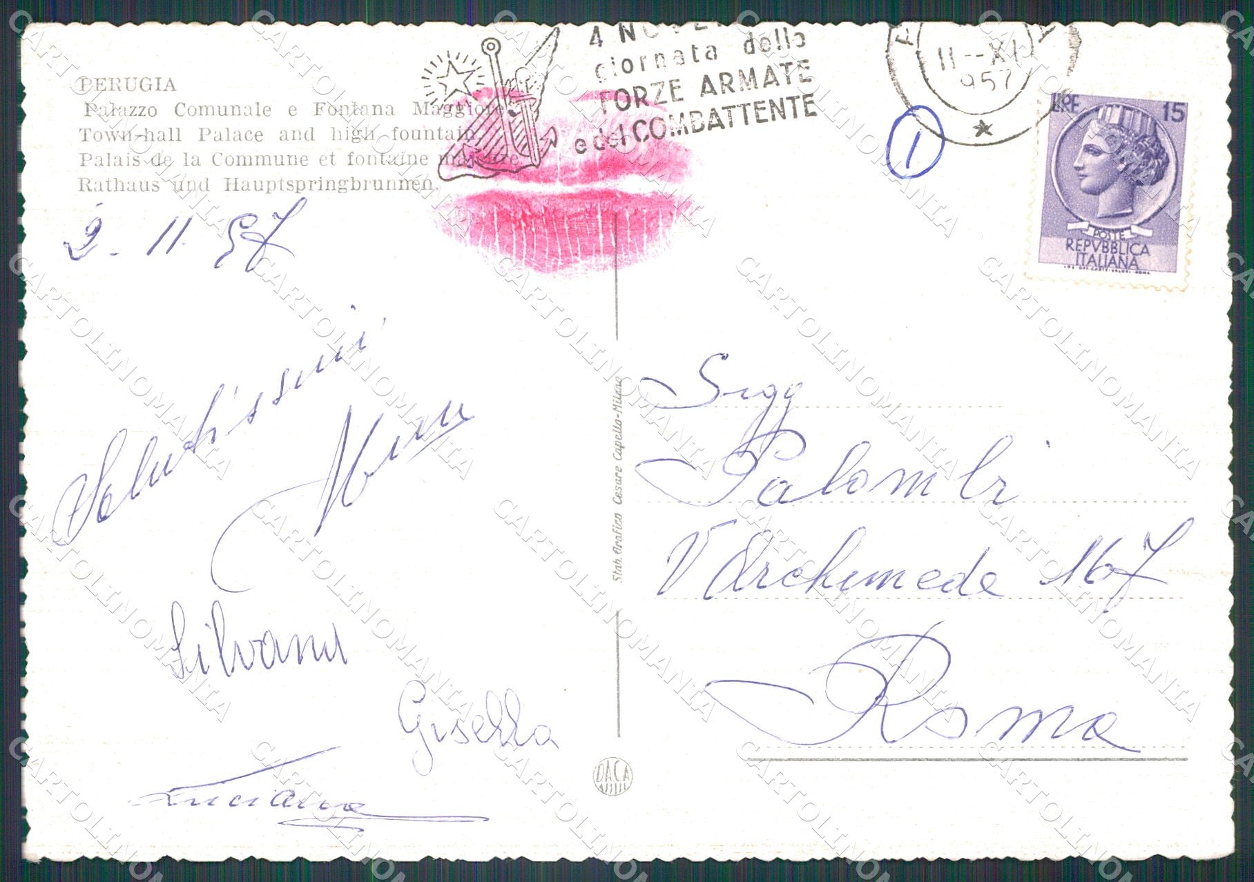 Perugia Città Comune FG cartolina KB4600 – retro
