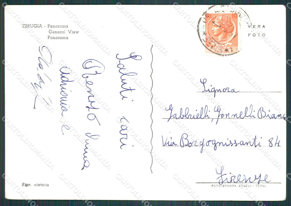 Perugia Città PIEGATA FG Foto cartolina KB4613 – retro