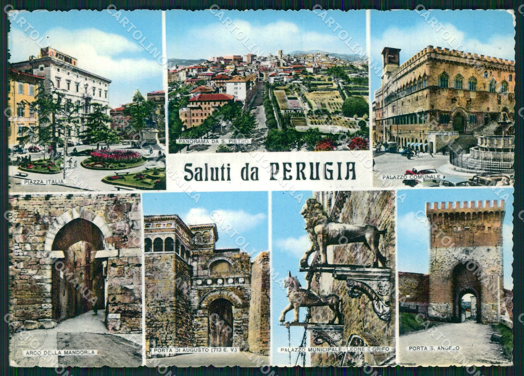 Perugia Città Saluti da FG Foto cartolina KB4626 – fronte