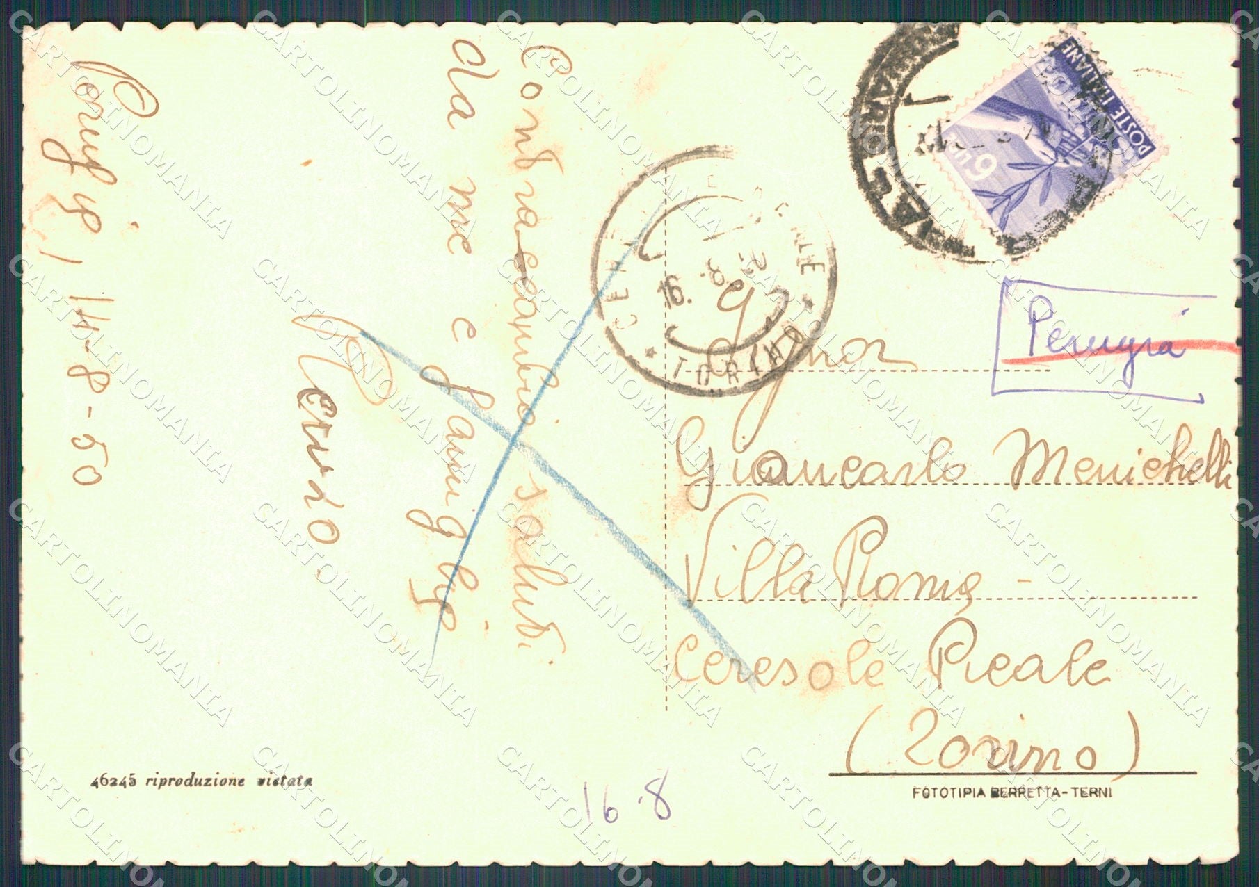Perugia Città FG cartolina KB4630 – retro