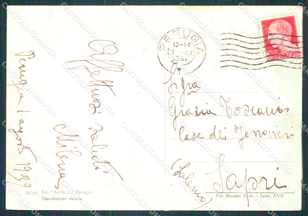 Perugia Città FG cartolina KB4649 – retro