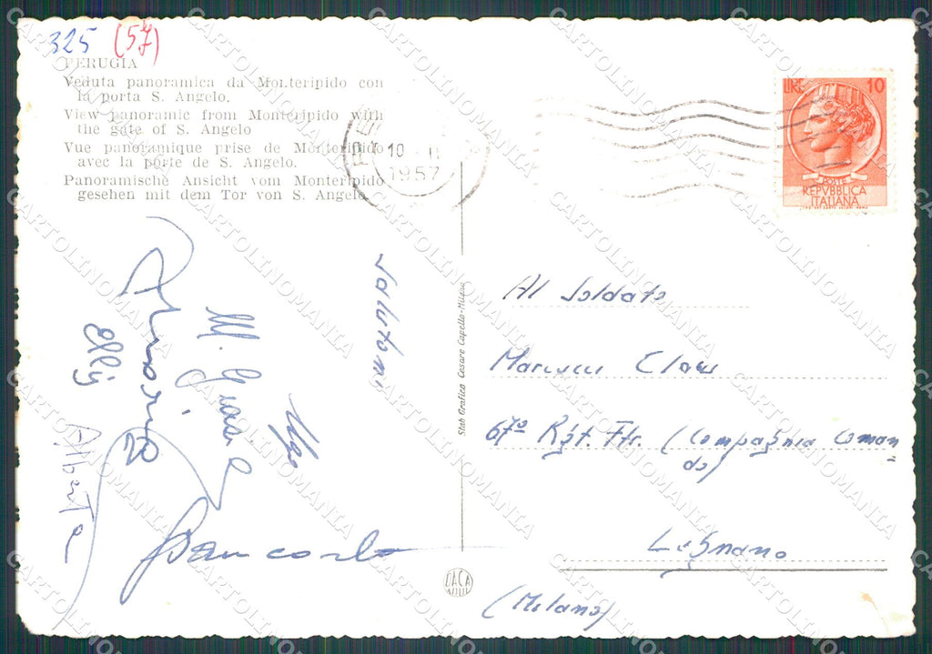 Perugia Città PIEGHE FG Foto cartolina KB4651 – retro